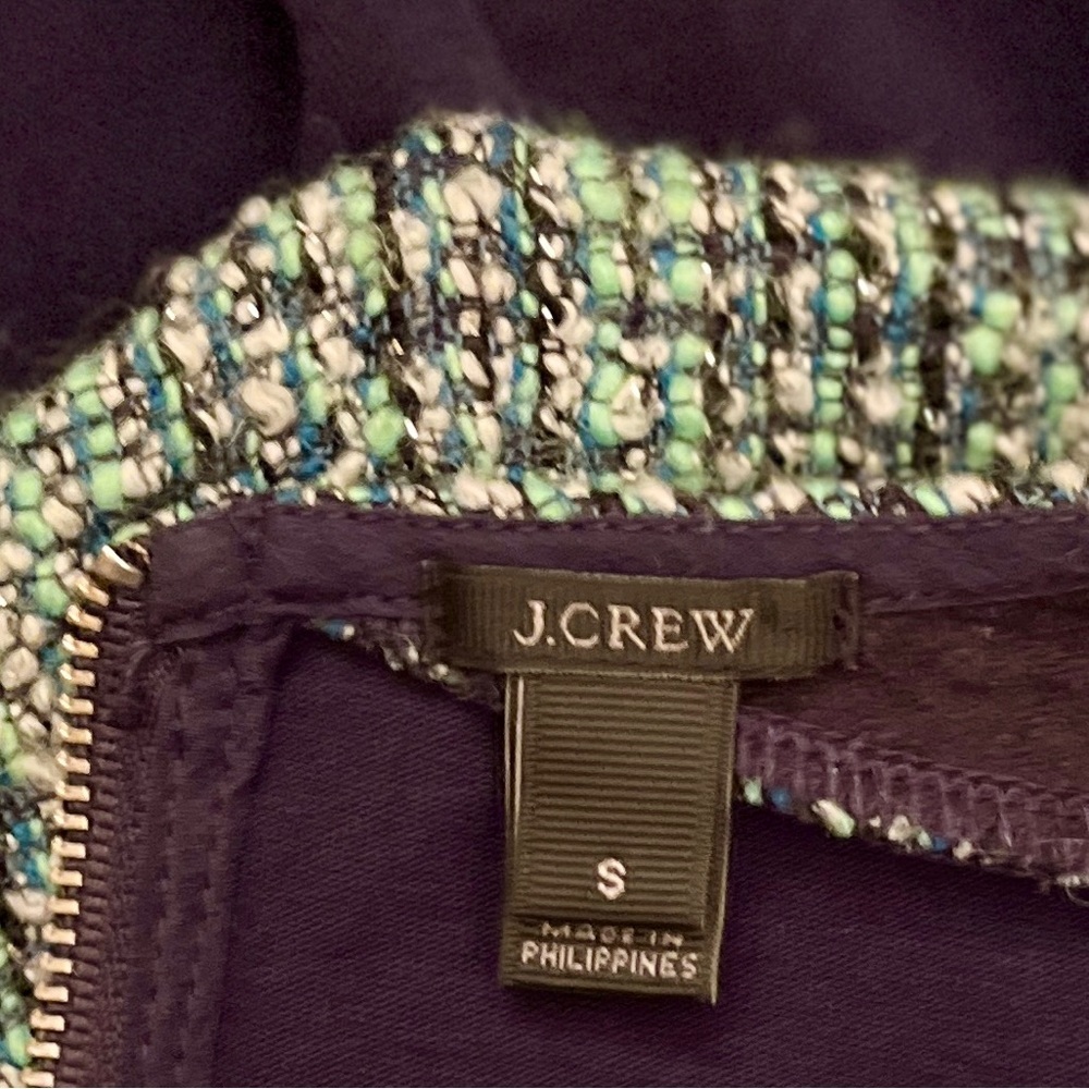 ❗️HOST PICK❗️Crew Blouse Top Tee Navy Green Boucle Sleeve ColorBlock - Picture 4 of 7